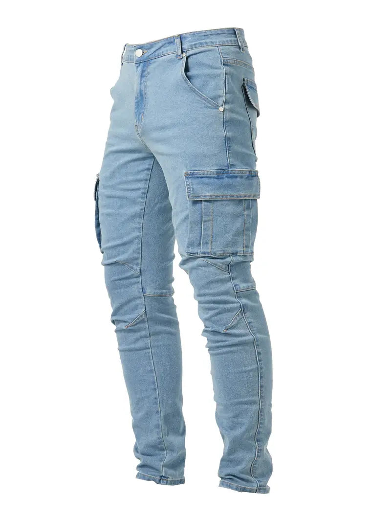 Roef - Slim fit denim cargo broek voor mannen