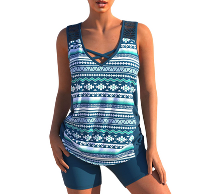 Patrizia  - Tankini set | zomer geometrische v-hals tankini set