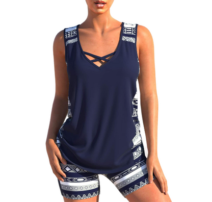 Patrizia  - Tankini set | zomer geometrische v-hals tankini set