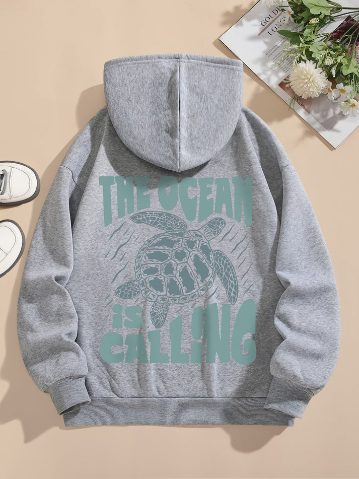 Alice  - Casual Sweat Pullover Hoodie met Achterprint en Capuchon voor Dames