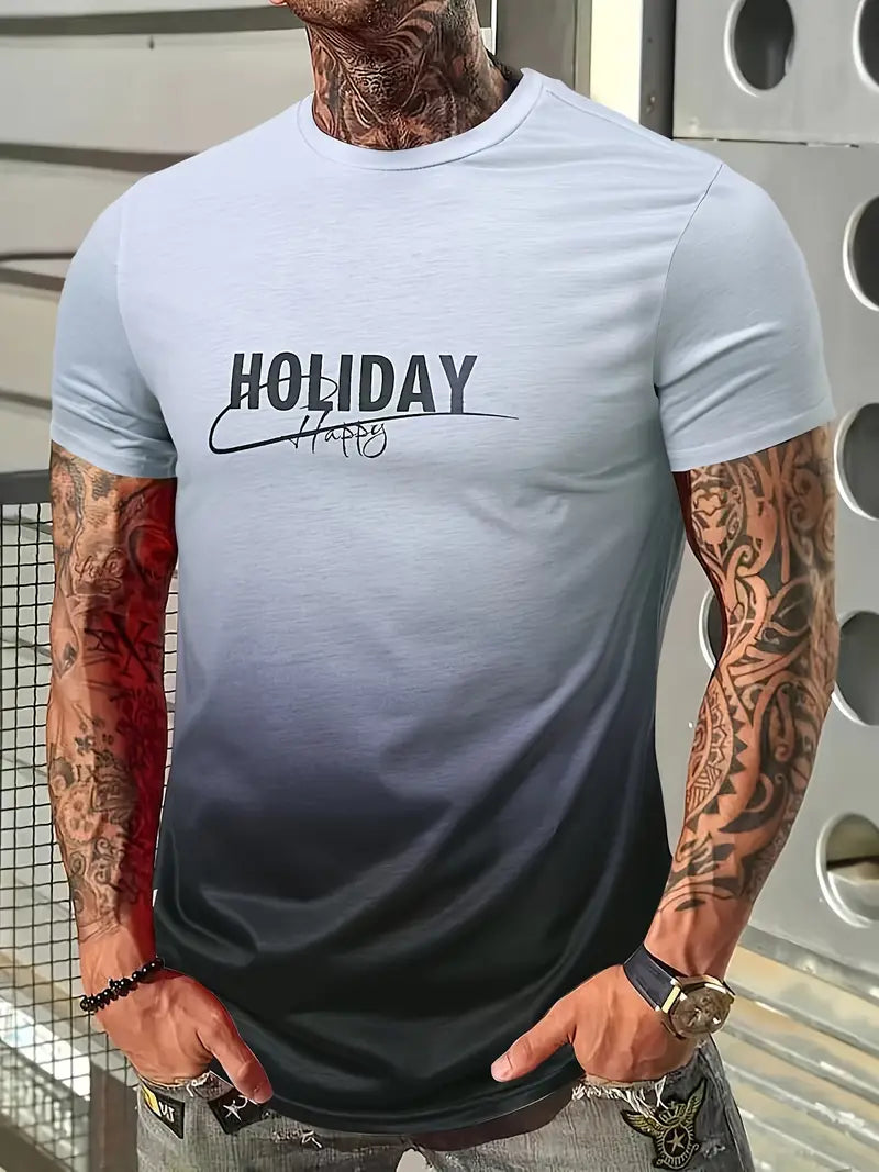 Holiday - Comfortabel t-shirt met grafisch kleurverloop voor mannen