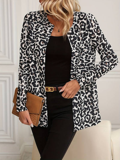 Dina - Casual blazer met lange mouwen en luipaardprint