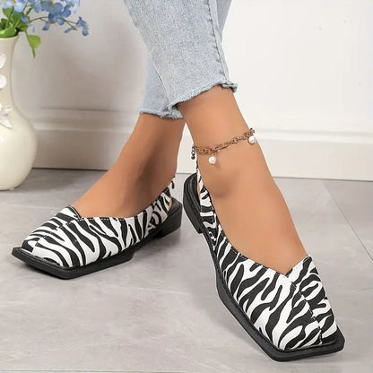 Feline - Veelzijdige slip-on slingback flats met vierkante teen