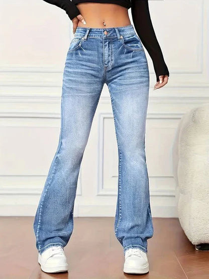 Aurora - Dames flared jeans in vintage look met stretch