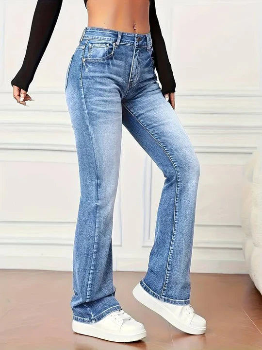 Aurora - Dames flared jeans in vintage look met stretch