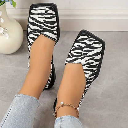 Feline - Veelzijdige slip-on slingback flats met vierkante teen