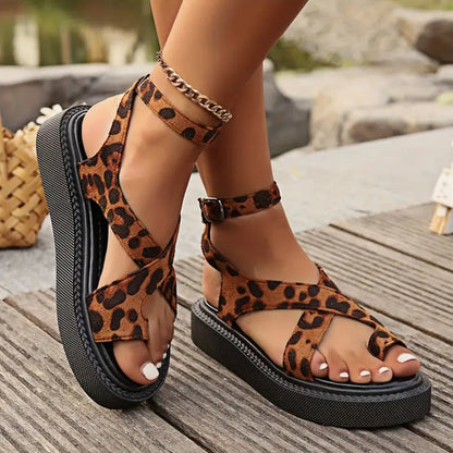 Anna - Platform sandalen met luipaardprint voor dames