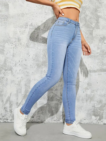 Monica - Light Washed High-Waisted Skinny Fit Jeans voor dames