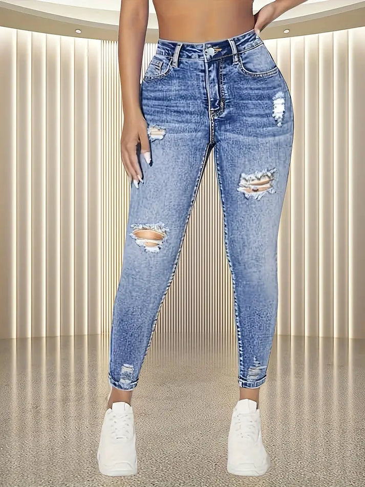 Bianca - Modieuze gescheurde jeans met hoge taille voor dames