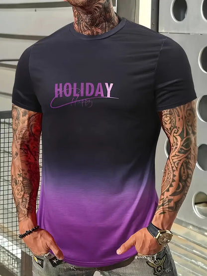 Holiday - Comfortabel t-shirt met grafisch kleurverloop voor mannen