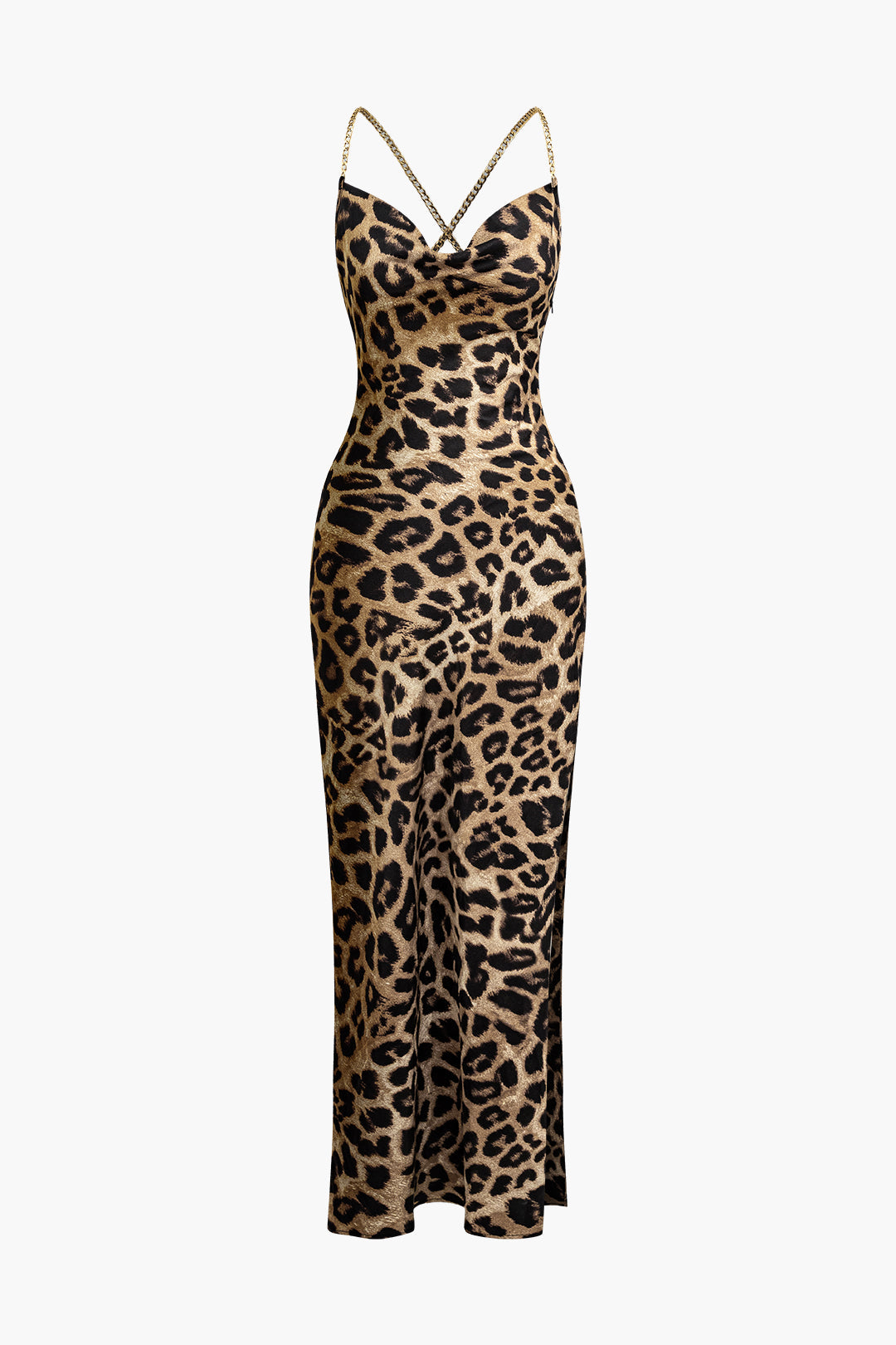 Viviana - Luipaard print Cross chain maxi dress