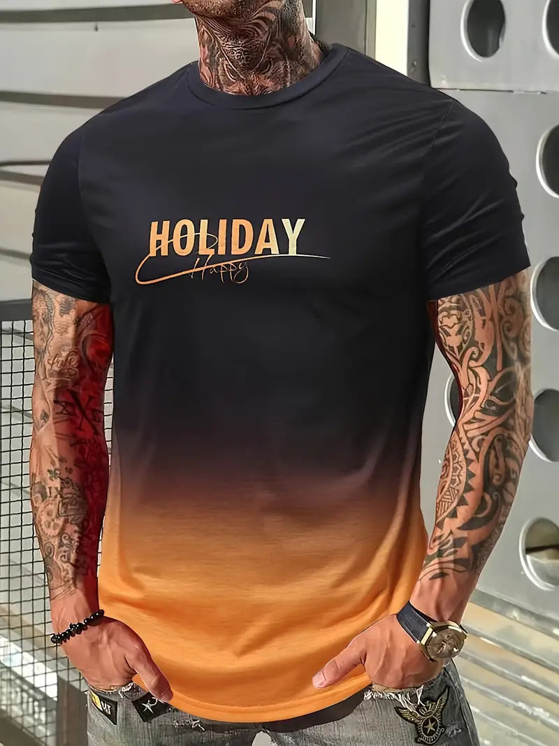 Holiday - Comfortabel t-shirt met grafisch kleurverloop voor mannen