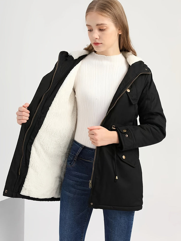 Martina - Halflange Casual Warme Fleece-Winterjas Voor Dames