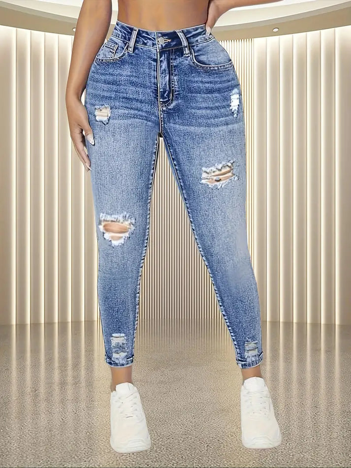 Bianca - Modieuze gescheurde jeans met hoge taille voor dames