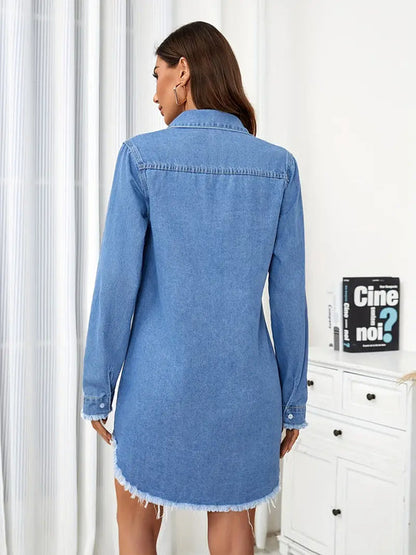 Charlotte - Elegante, effen denim overhemdjurk voor dames