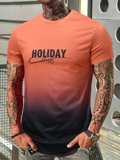 Holiday - Comfortabel t-shirt met grafisch kleurverloop voor mannen