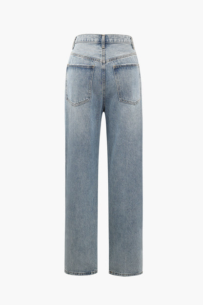 Sophie - Asymmetrische Taille Rechte Been Jeans