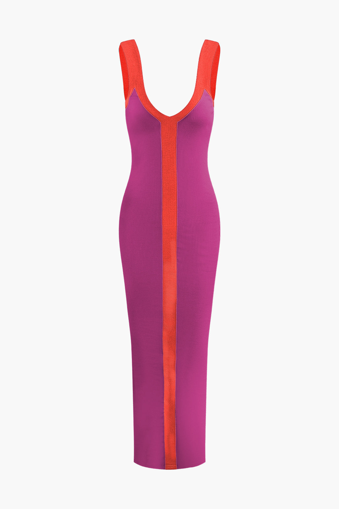 Sara - Colorblock v-hals gebreide split maxi dress