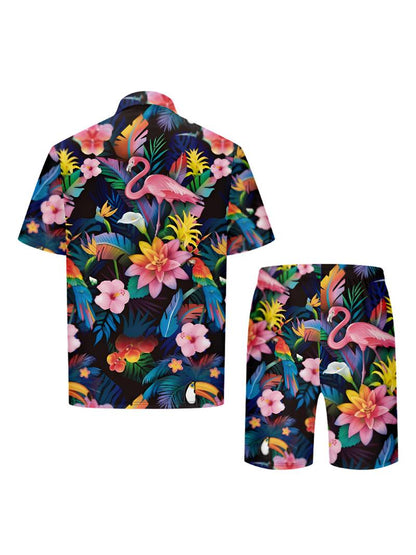 Henry -2-delige set met gebloemde flamingoprint