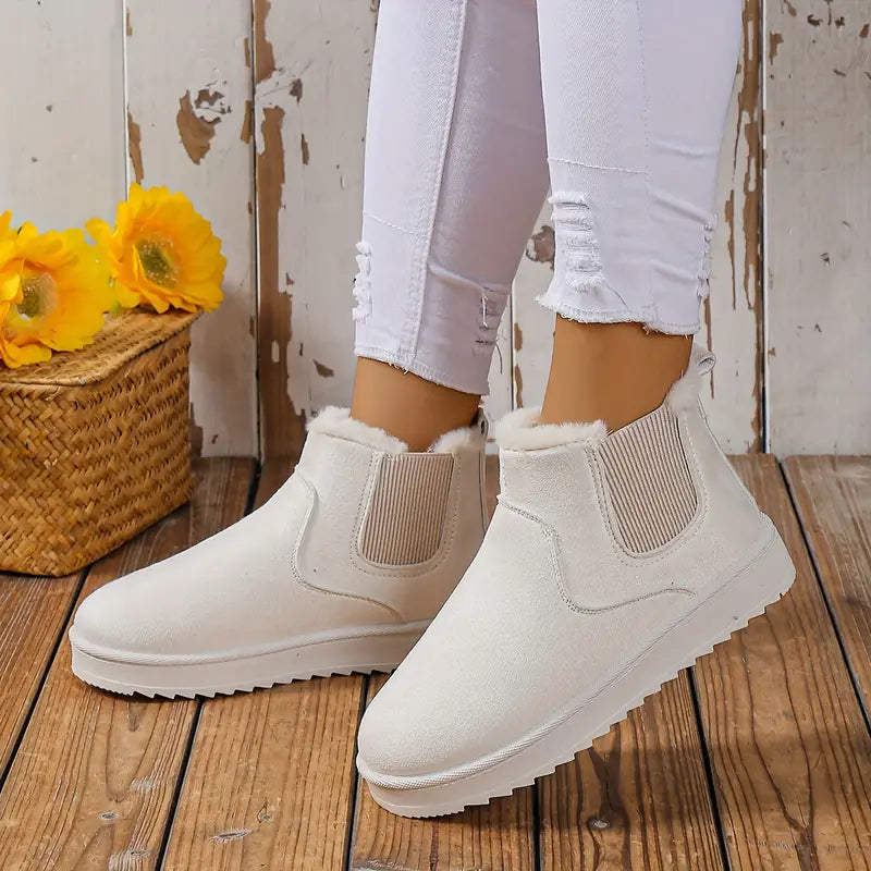 Agnese - Pluizige thermische trendy slip-on snowboots voor vrouwen