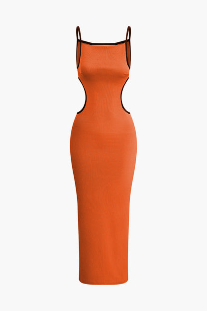 Emma - Contrast uitgesneden rugloze slip maxi jurk