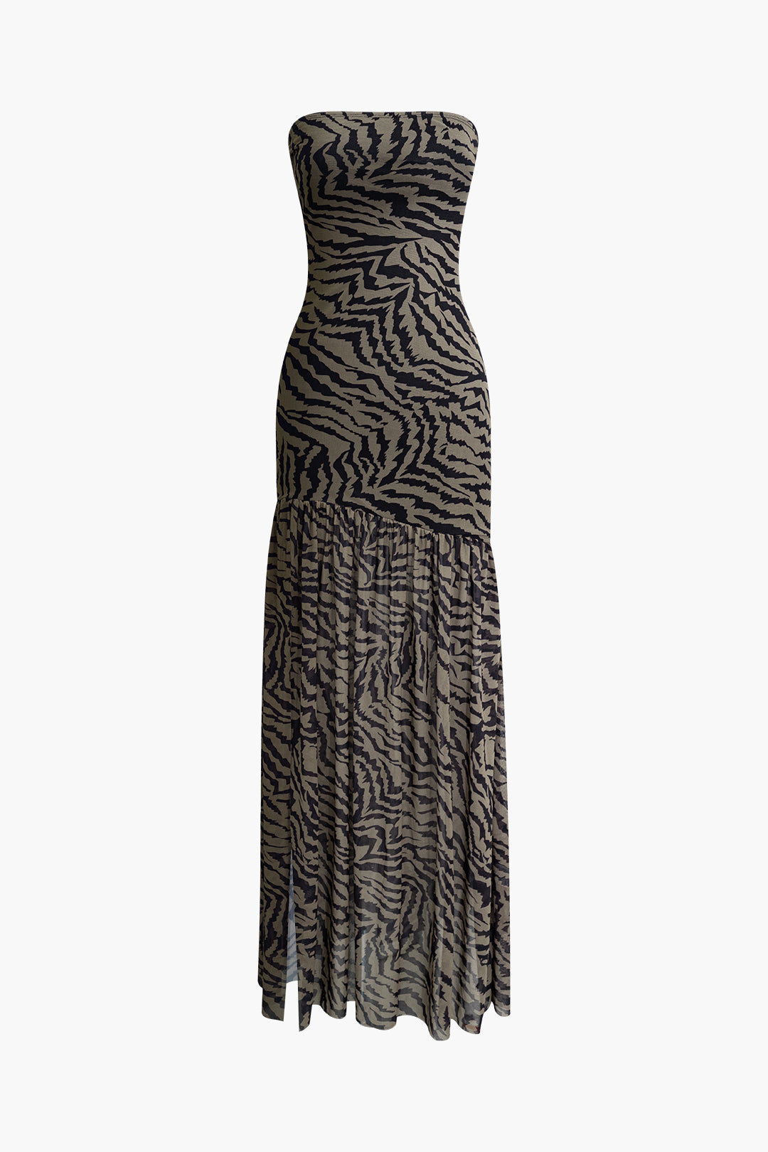 Mirabella - Tijgerprint strapless maxi dress