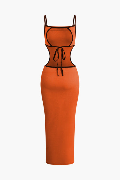 Emma - Contrast uitgesneden rugloze slip maxi jurk