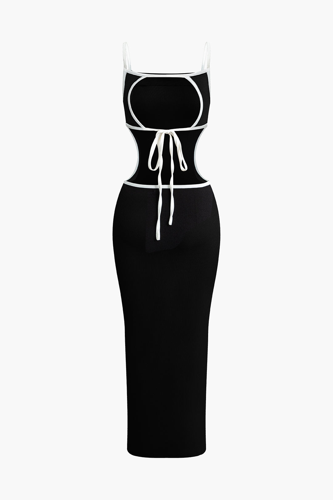 Emma - Contrast uitgesneden rugloze slip maxi jurk