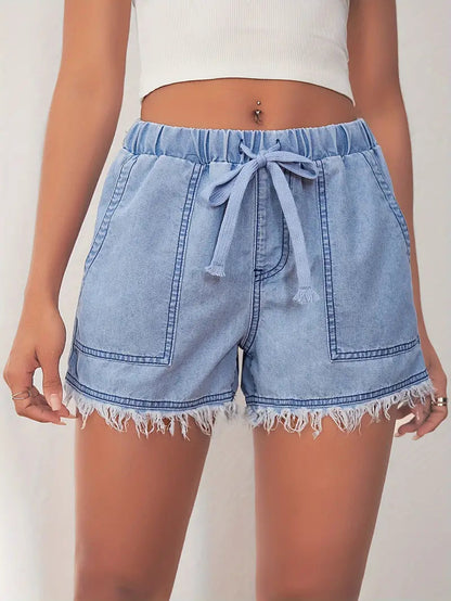 Merel - Denim shorts met elastische tailleband voor lente/zomer