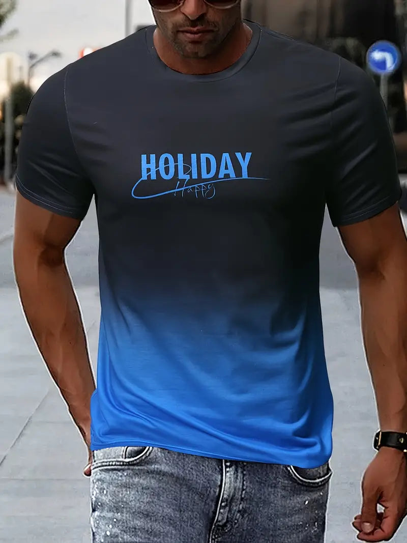 Holiday - Comfortabel t-shirt met grafisch kleurverloop voor mannen