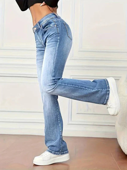 Aurora - Dames flared jeans in vintage look met stretch