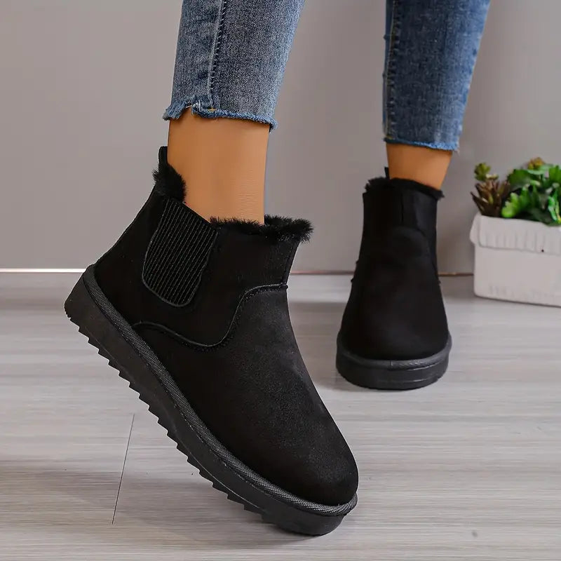 Agnese - Pluizige thermische trendy slip-on snowboots voor vrouwen