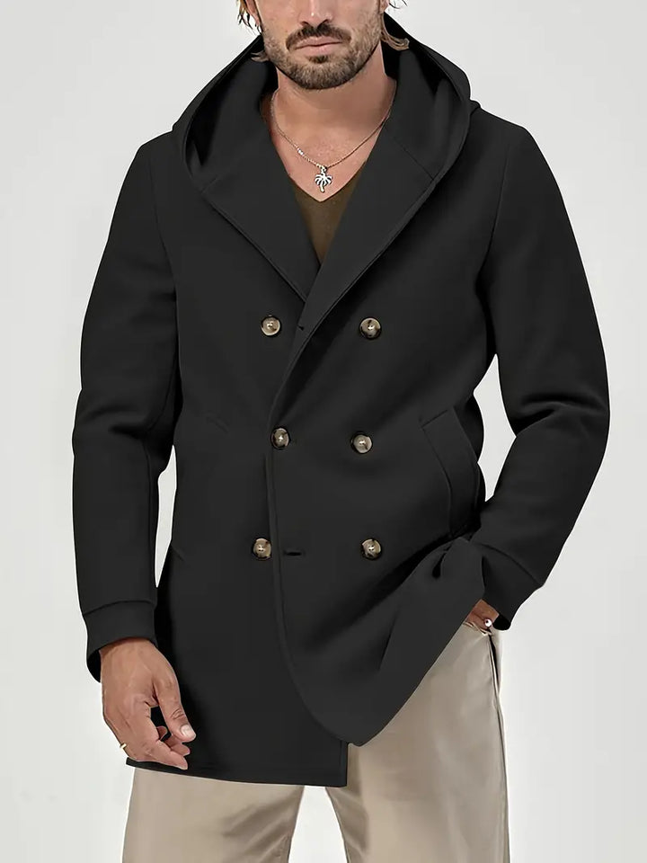 Tommaso - Heren trenchcoat met twee rijen knopen en capuchon