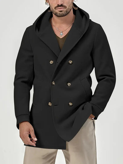 Tommaso - Heren trenchcoat met twee rijen knopen en capuchon