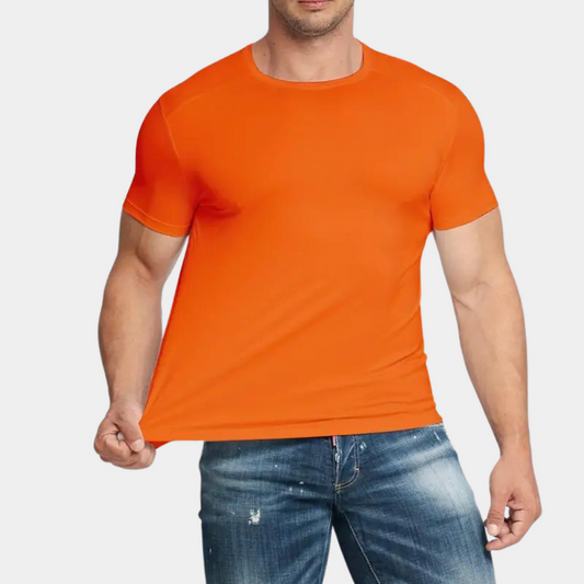 Giovanni - Oranje t-shirt met ronde hals voor mannen