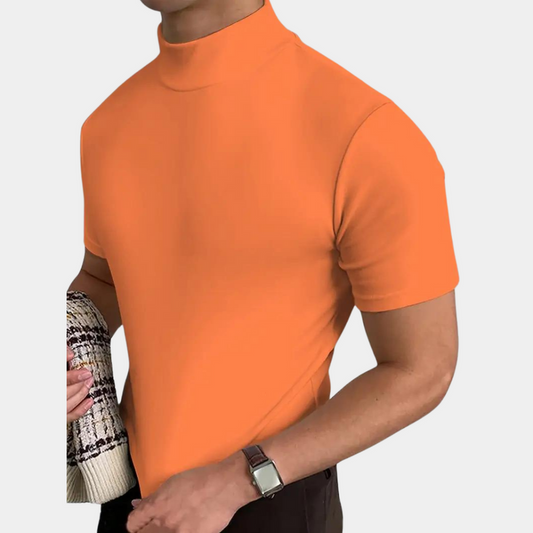 Fabrizio - Slim fit oranje heren t-shirt met col