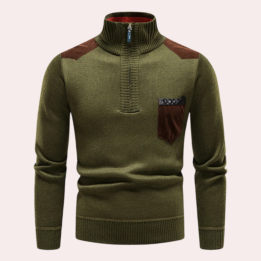 Giovanni - Tijdloze Elegantie Half-Zip Trui voor Mannen