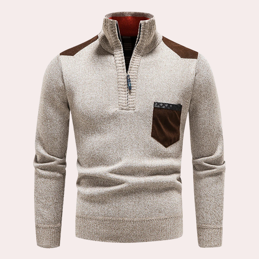 Giovanni - Tijdloze Elegantie Half-Zip Trui voor Mannen