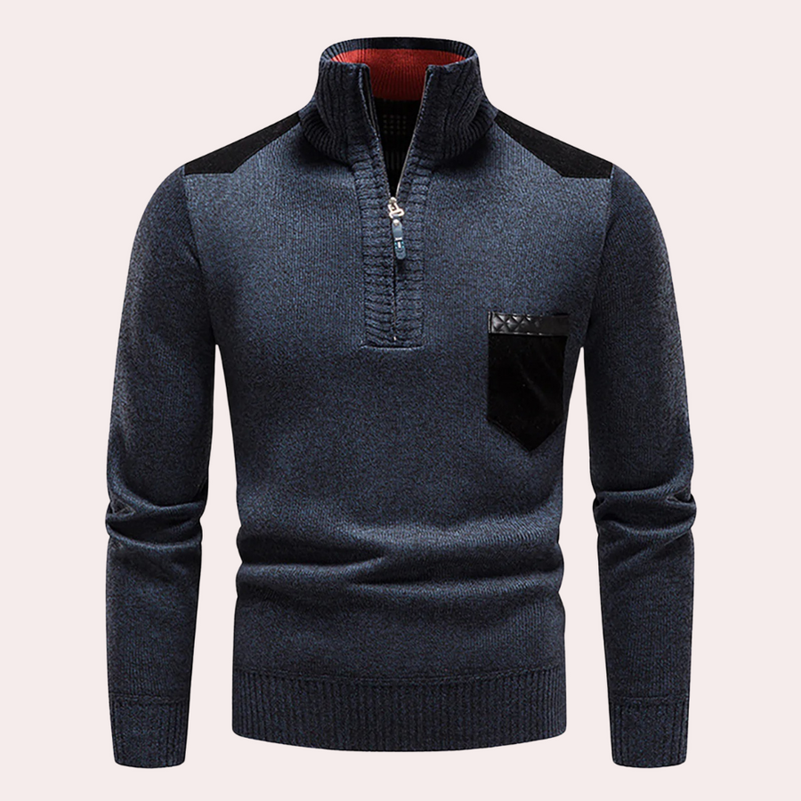 Giovanni - Tijdloze Elegantie Half-Zip Trui voor Mannen