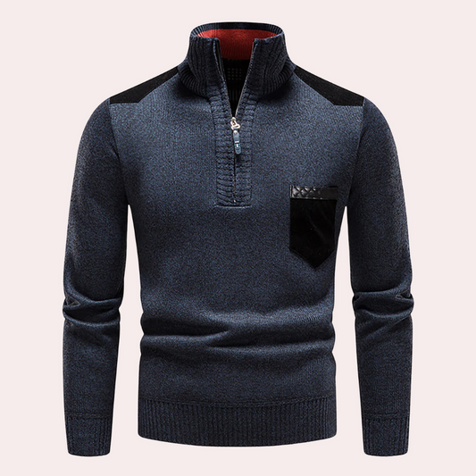 Giovanni - Tijdloze Elegantie Half-Zip Trui voor Mannen