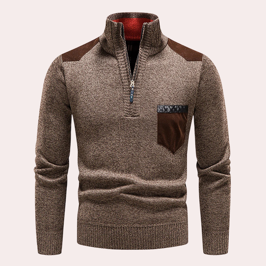 Giovanni - Tijdloze Elegantie Half-Zip Trui voor Mannen