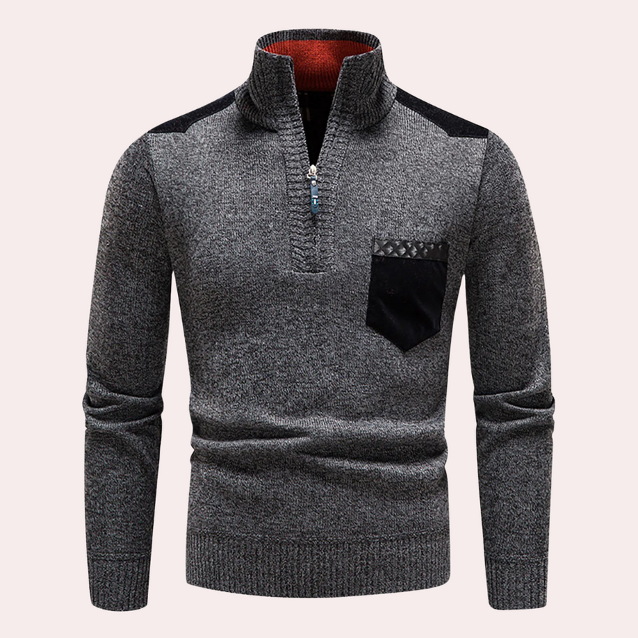 Giovanni - Tijdloze Elegantie Half-Zip Trui voor Mannen