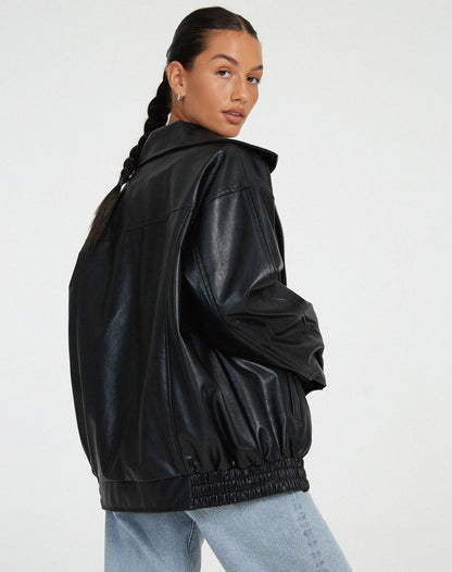 Bria  - Dames oversized los leren jack