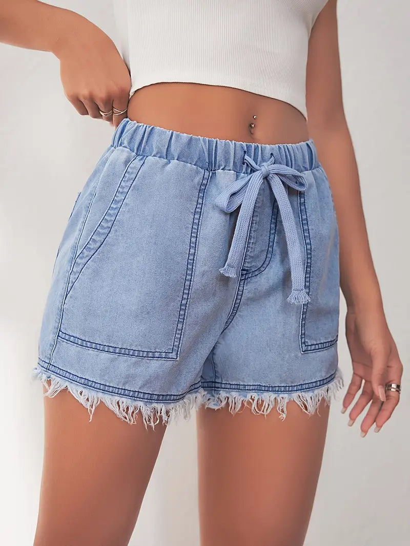 Merel - Denim shorts met elastische tailleband voor lente/zomer