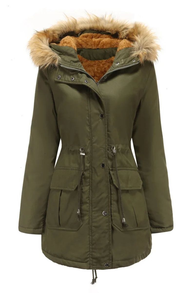 Evelina - Winterparka met capuchon van imitatiebont voor dames