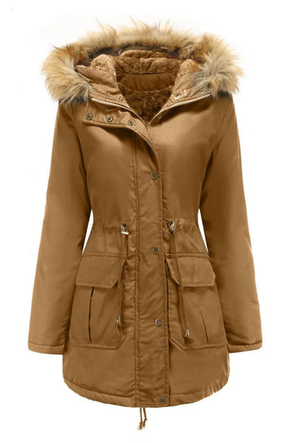 Evelina - Winterparka met capuchon van imitatiebont voor dames