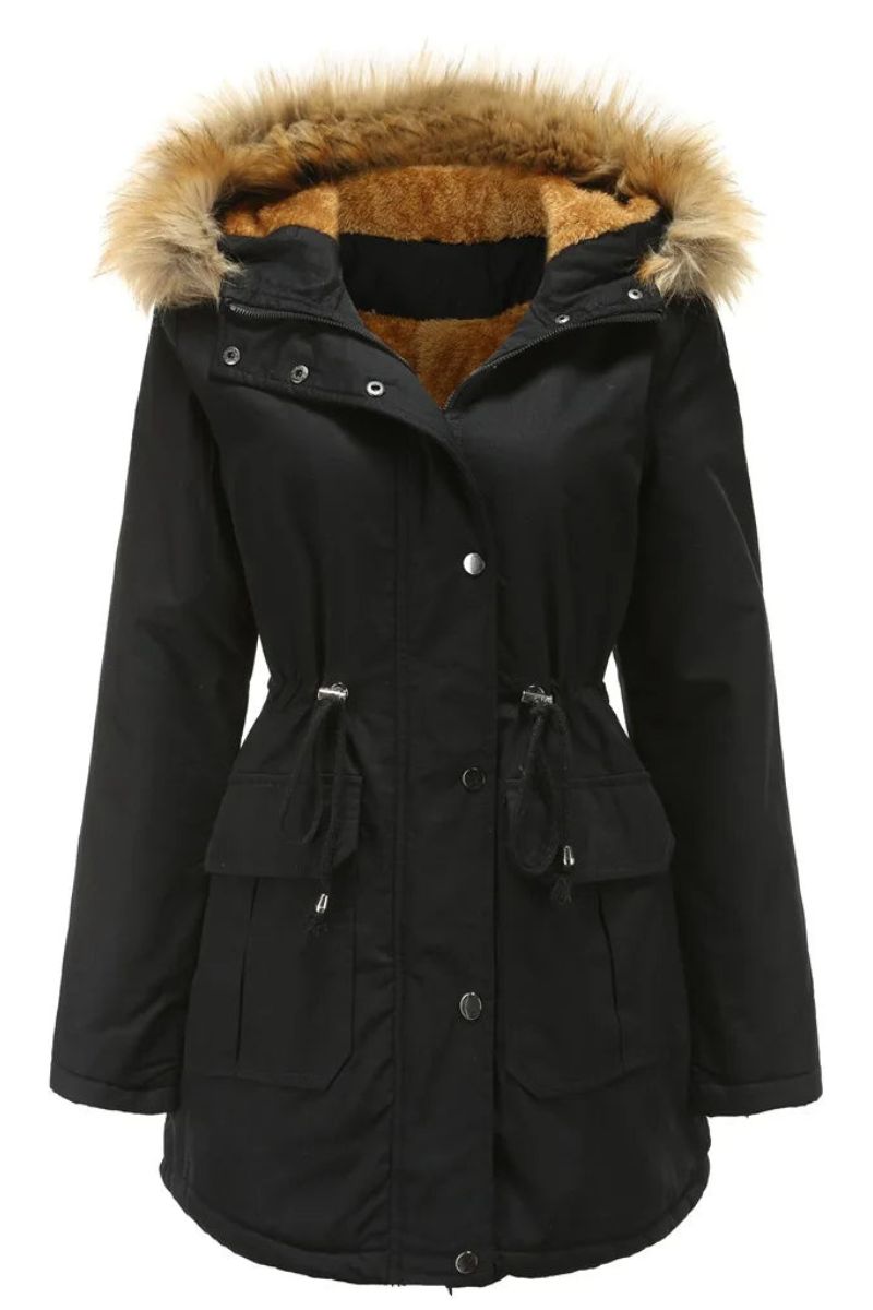 Evelina - Winterparka met capuchon van imitatiebont voor dames