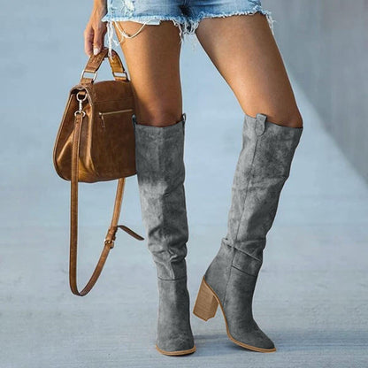 Allegra - Casual Overknee Cowboy Laarzen met Suede Look voor Dames