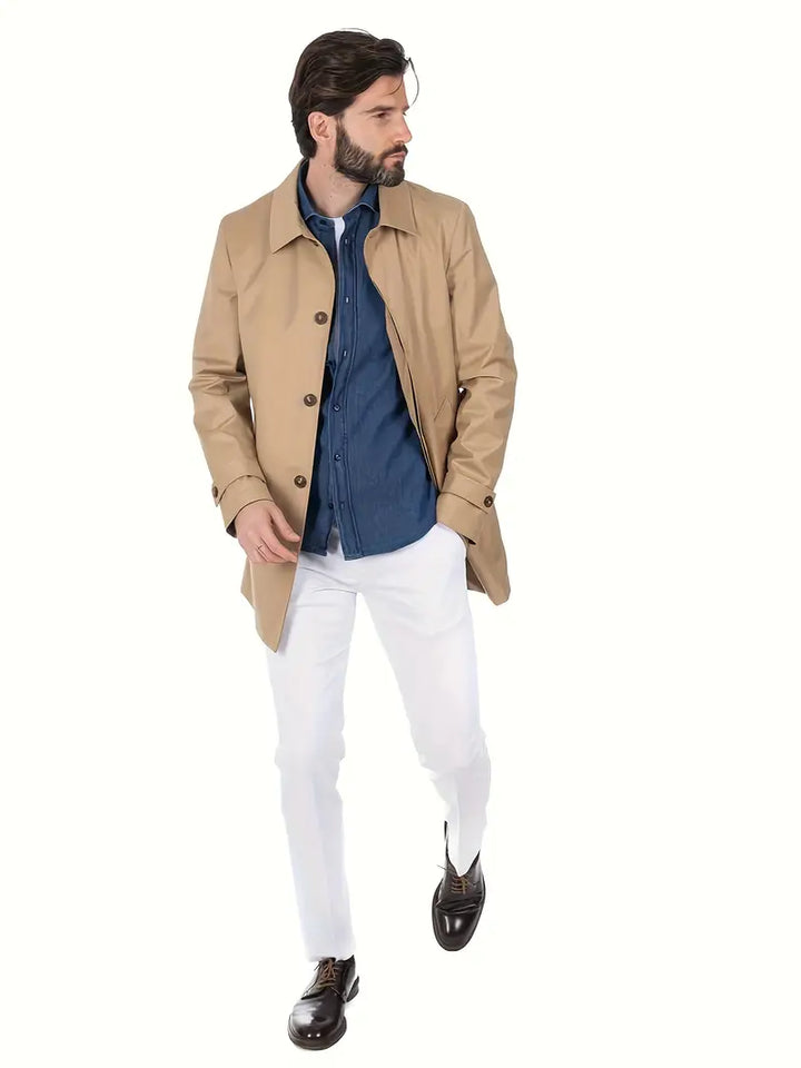 Alonzo - Casual single-breasted trenchcoat voor mannen