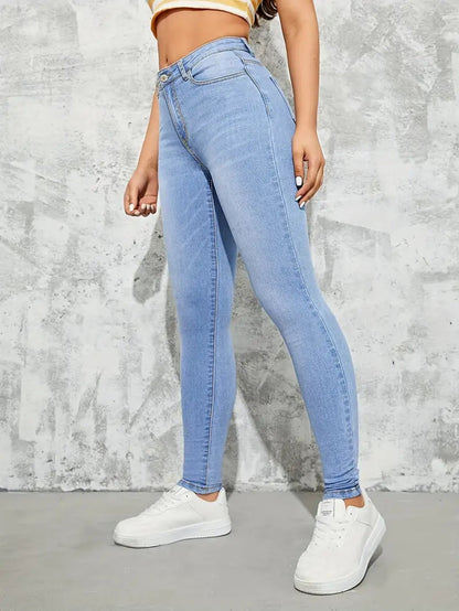 Monica - Light Washed High-Waisted Skinny Fit Jeans voor dames